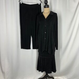 The Travel Collection 3 Pc Black Jacket Skirt Pants Set‎ 1X Vintage USA READ